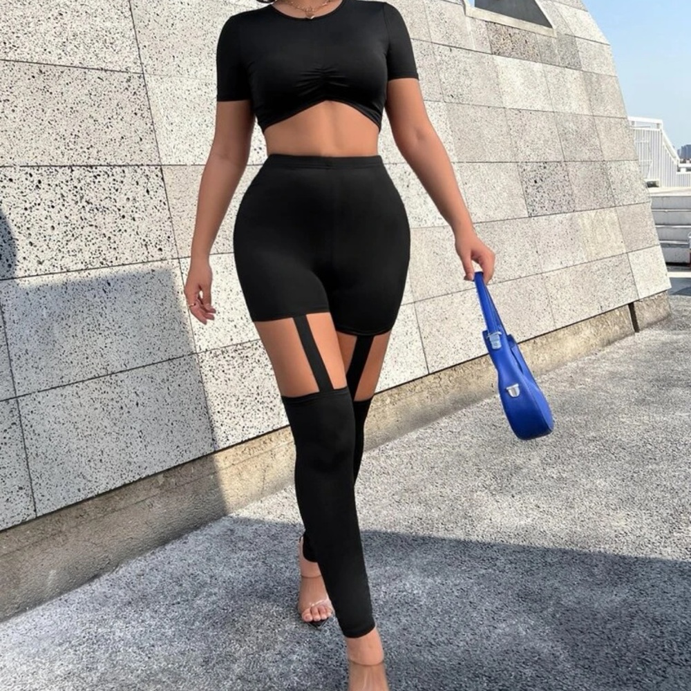 Crop Tee & Cut Out Pants